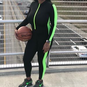 Green and Black Active Jumpsuit